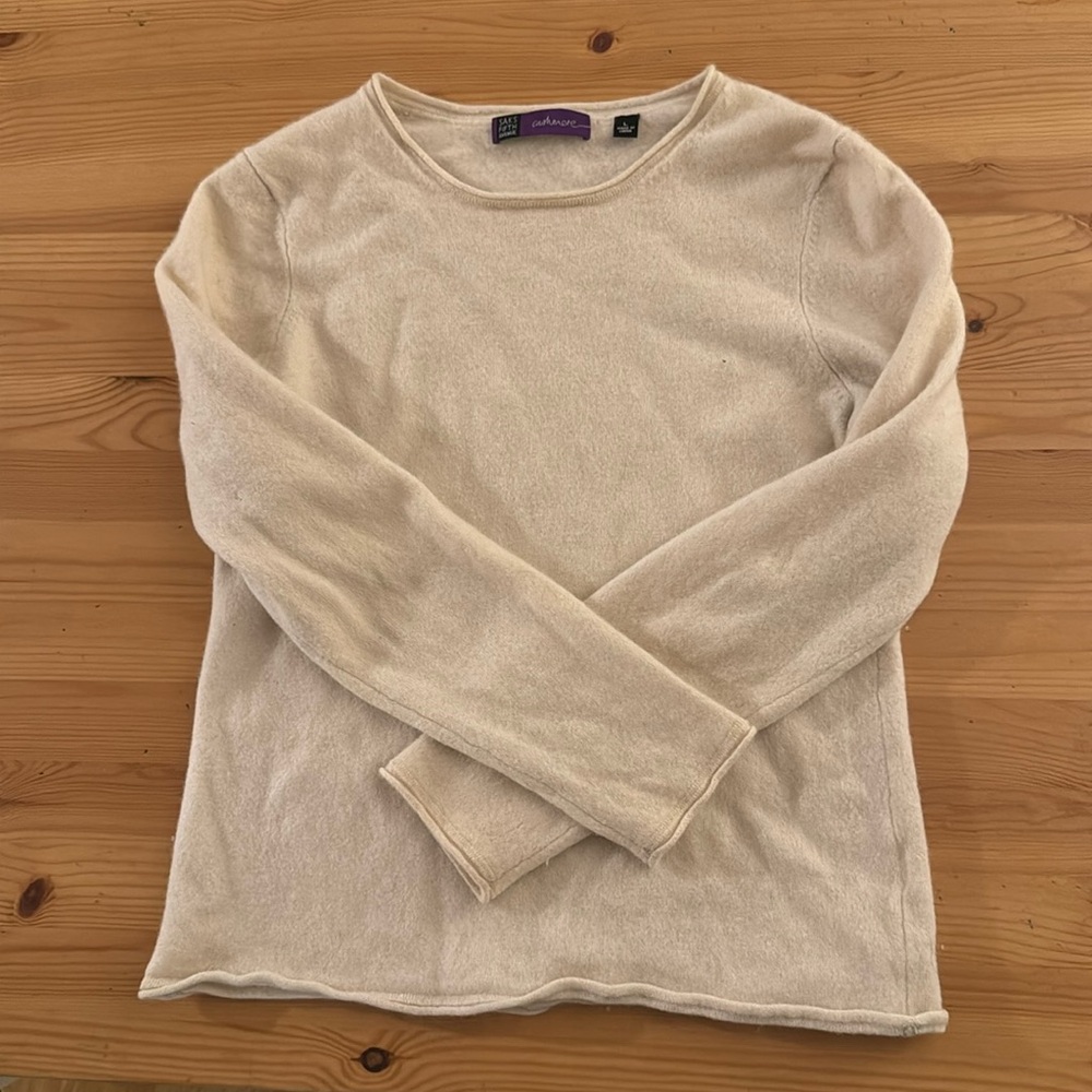 SAKS Fifth Avenue Cashmere cream sweater, size L
